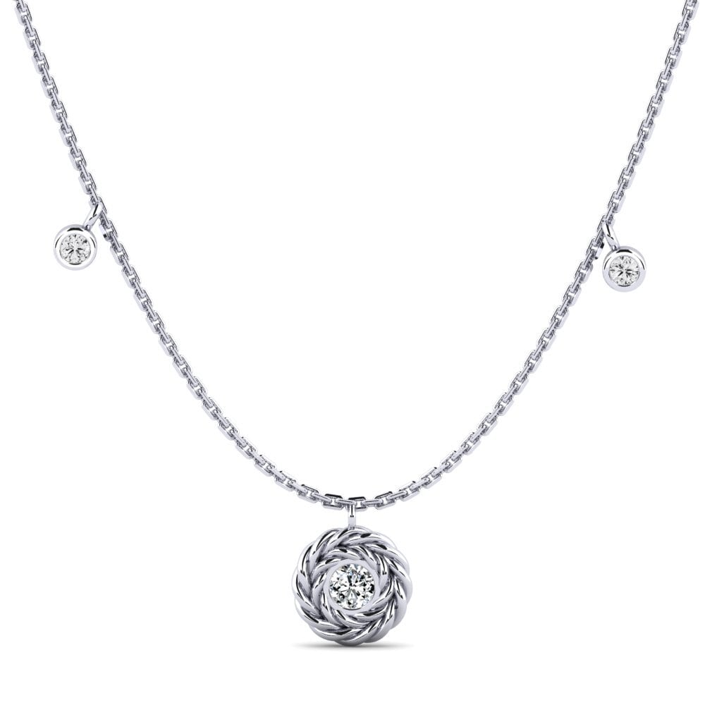 9ct White Gold Zirconia Women's Necklace Borgron