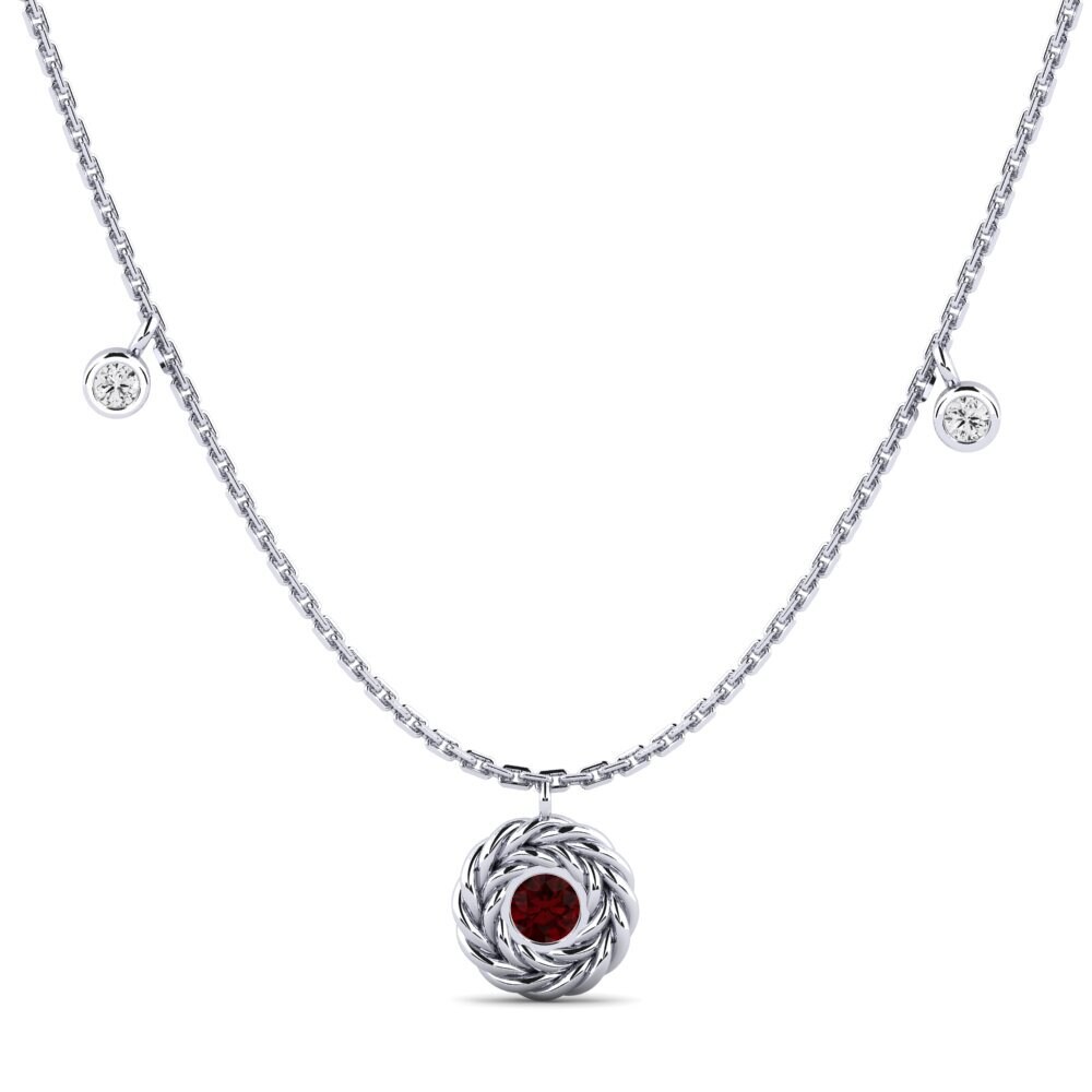 950 Platinum Garnet Women's Necklace Borgron