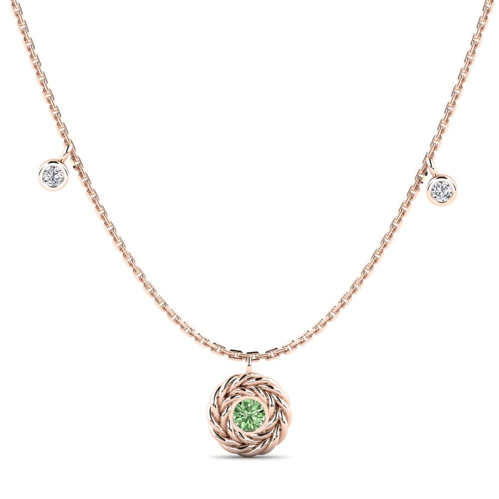 18ct Rose Gold Green Diamond Women's Necklace Borgron