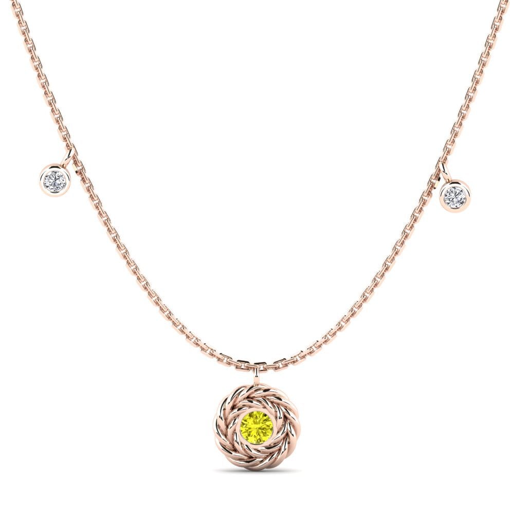 9ct Rose Gold Yellow Diamond Women's Necklace Borgron