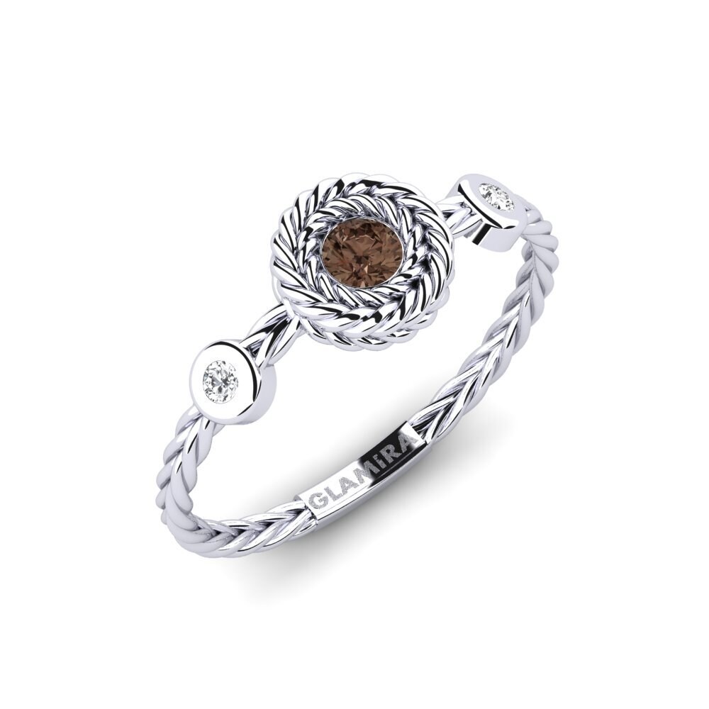 White Silver Smoky Quartz Ring Casildaz