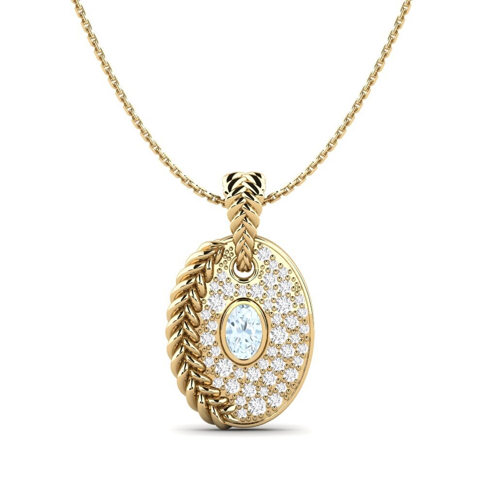 Ovale Aigue-marine Pendentif pour femme Coilup