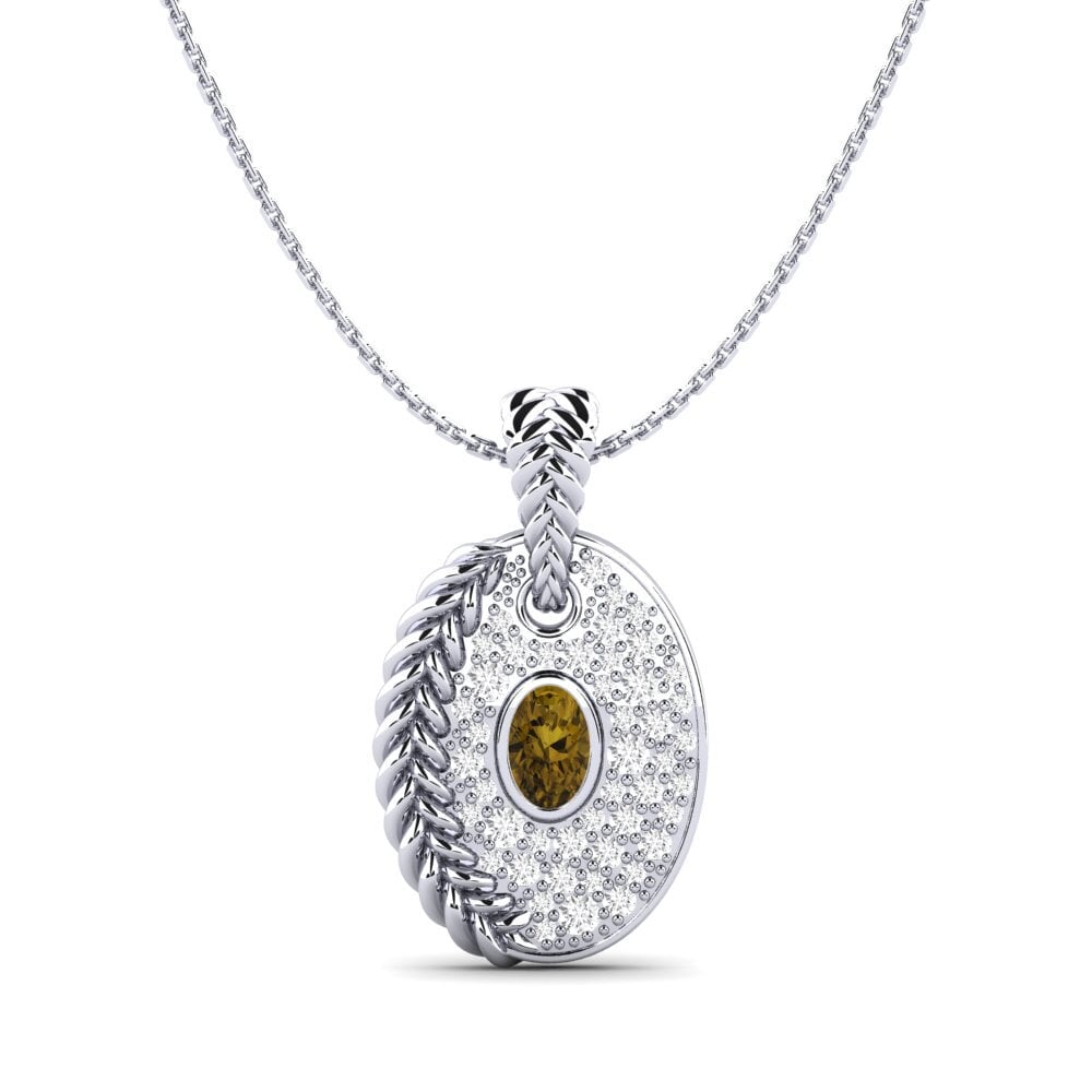 950 Palladium Brown Zircon Women's Pendant Coilup