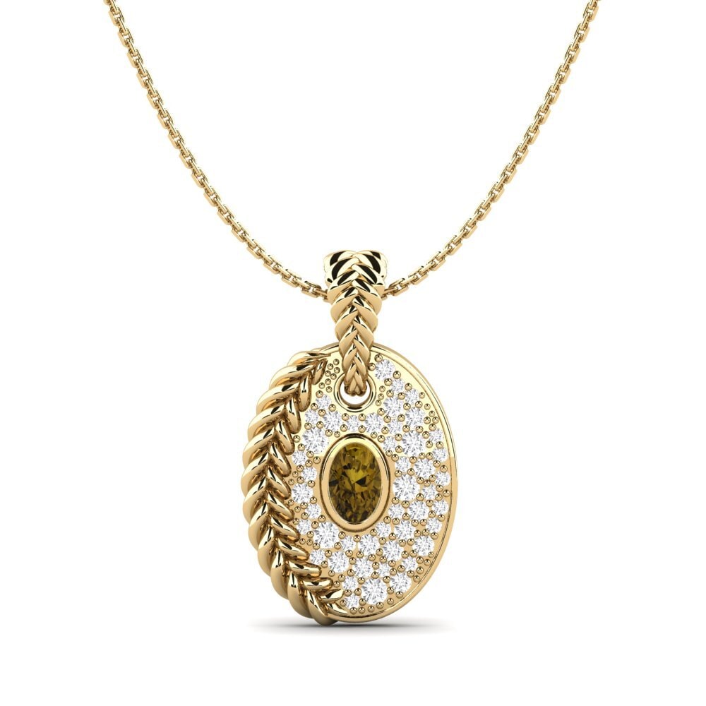 Ovale Zircon Brun Pendentif pour femme Coilup