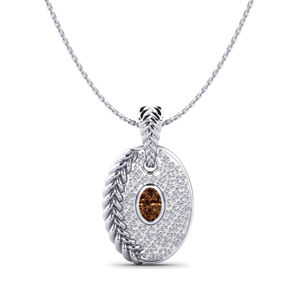 950 Platinum Brown Diamond Women's Pendant Coilup