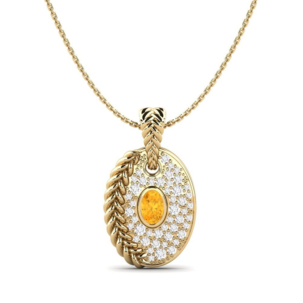 Ovale Citrine Pendentif pour femme Coilup