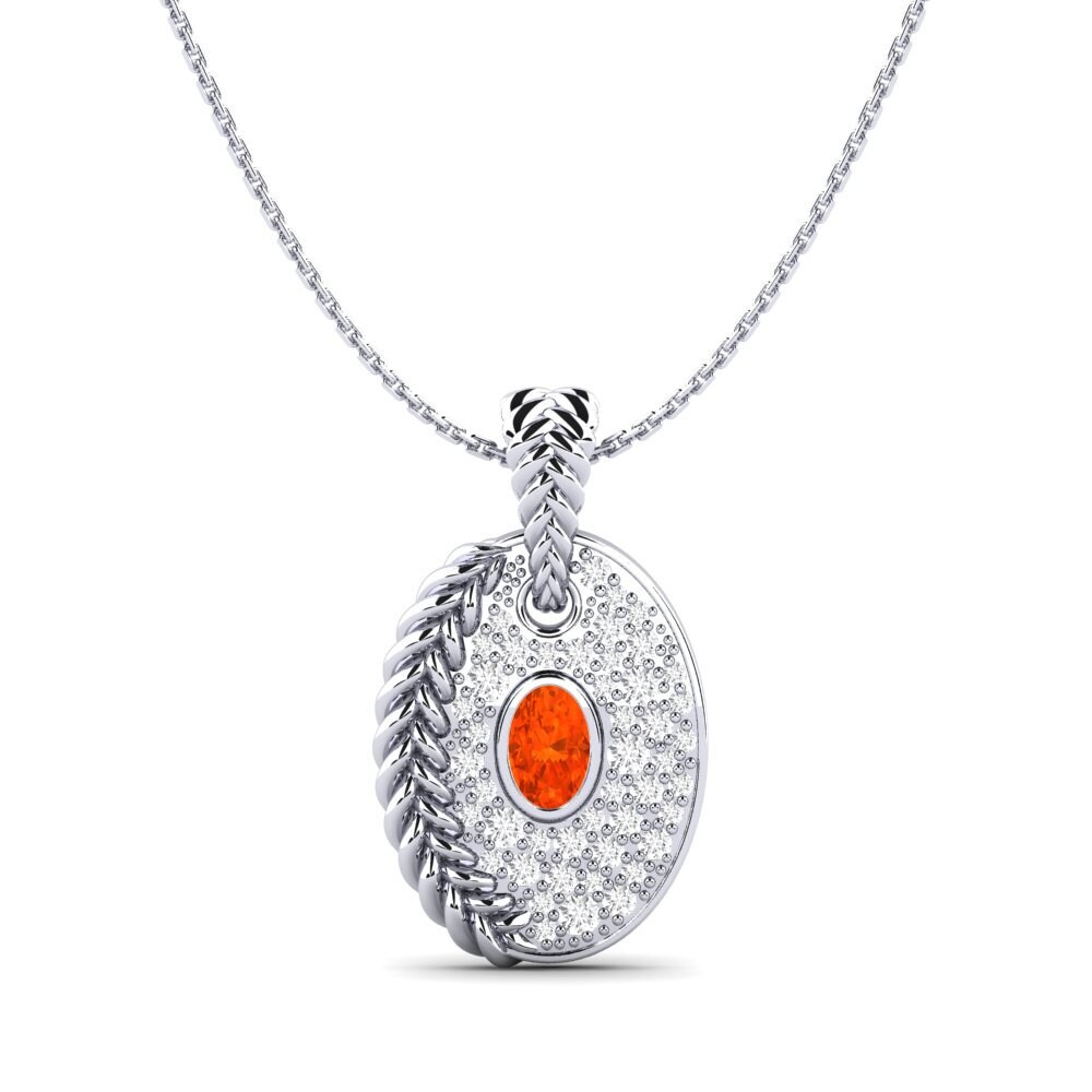 9ct White Gold Fire Opal Women's Pendant Coilup