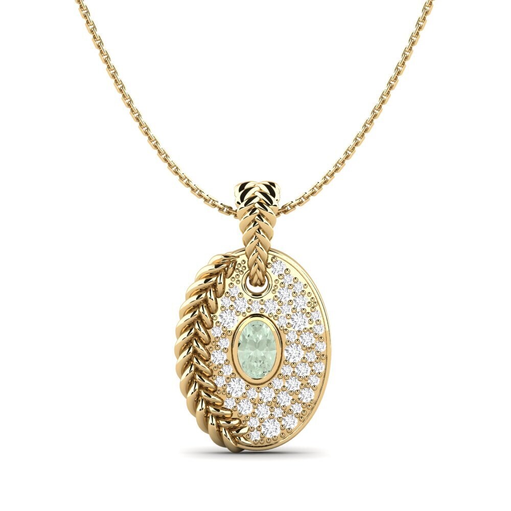 18ct Yellow Gold Green Amethyst Women's Pendant Coilup