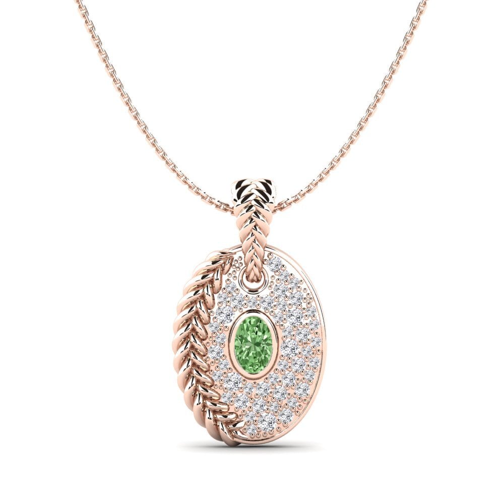 18ct Rose Gold Green Diamond Women's Pendant Coilup