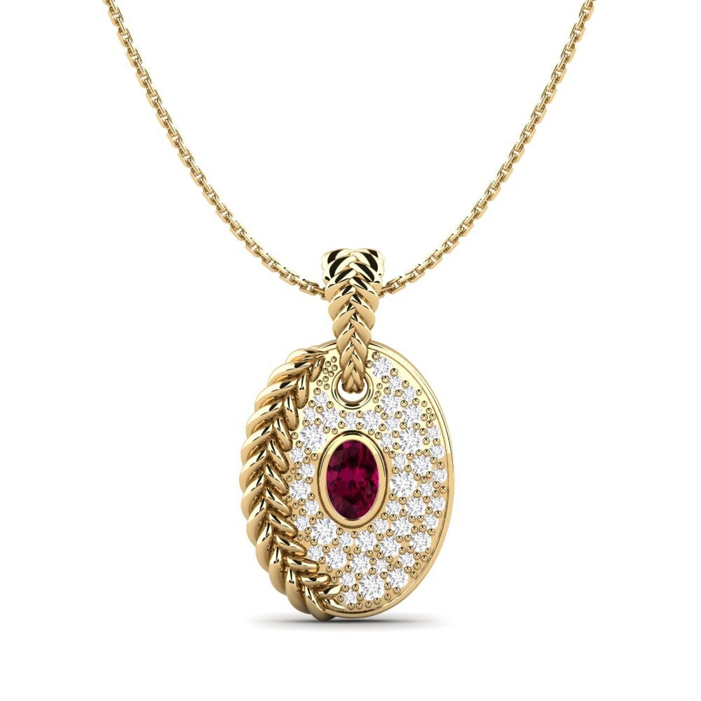 18ct Yellow Gold Rhodolite Garnet Women's Pendant Coilup