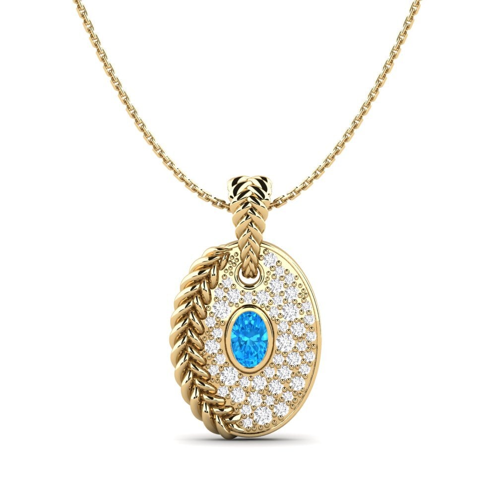 Ovale Topaze Bleue Pendentif pour femme Coilup