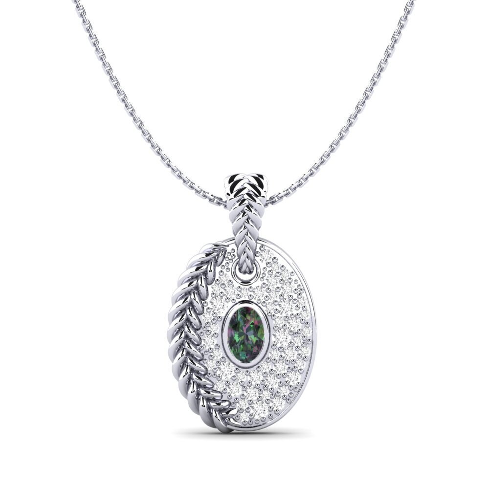 9ct White Gold Mystic Topaz Women's Pendant Coilup