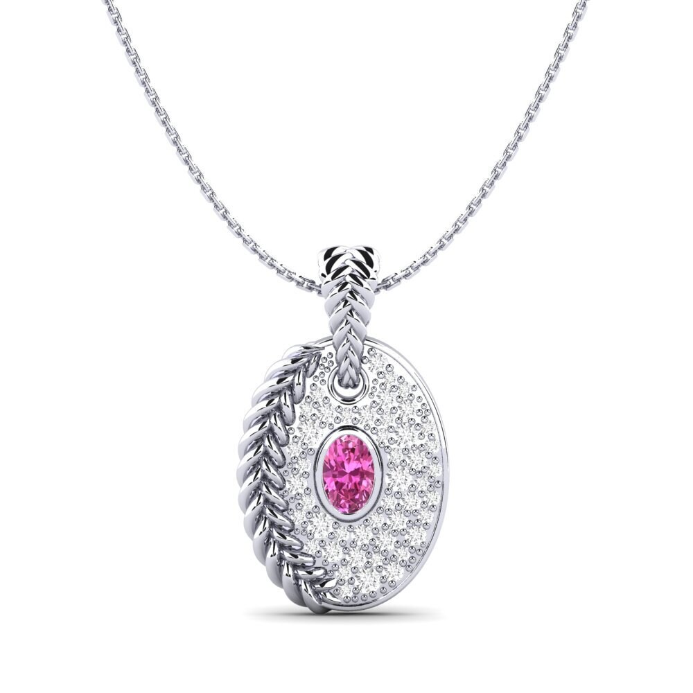 9ct White Gold Pink Topaz Women's Pendant Coilup