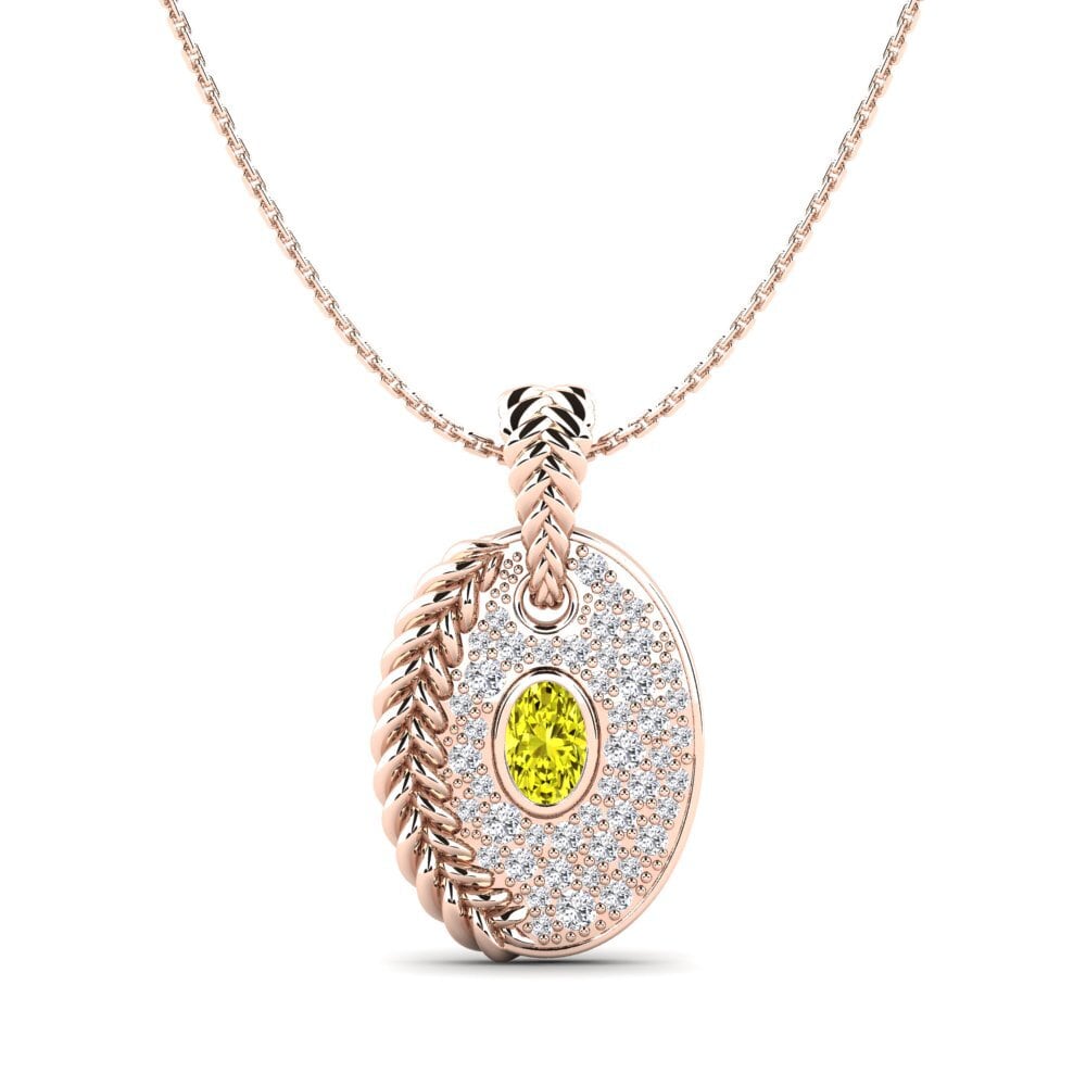 9ct Rose Gold Yellow Diamond Women's Pendant Coilup