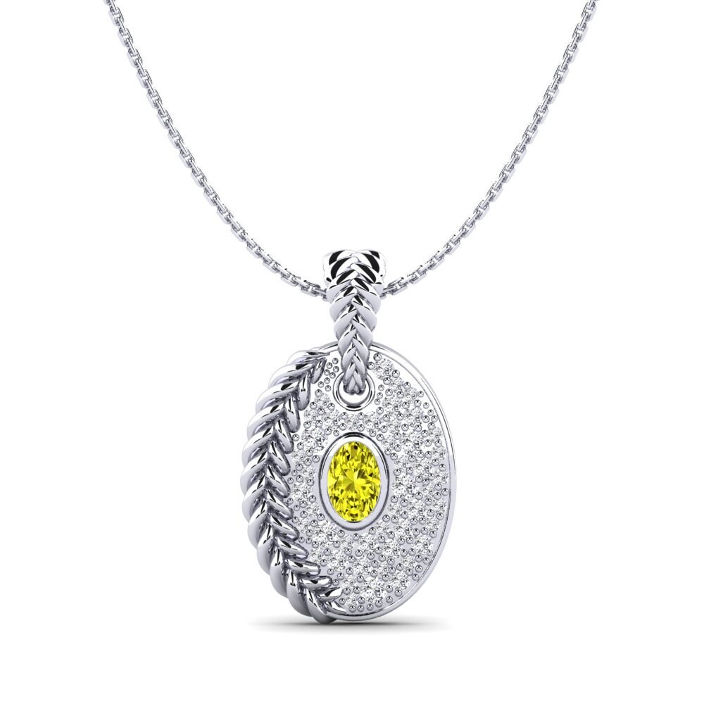 9ct White Gold Yellow Diamond Women's Pendant Coilup