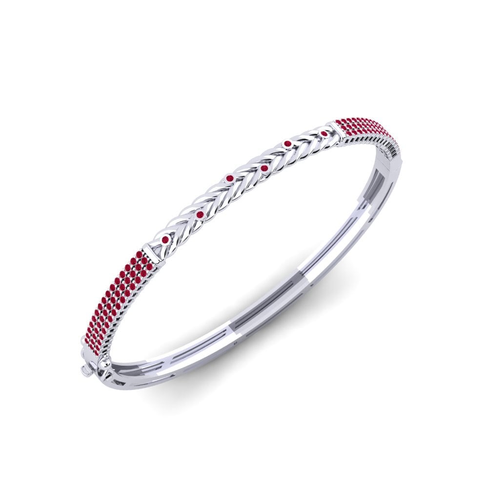 Or Blanc 9k Rubis Bracelet jonc femme Dyarvin
