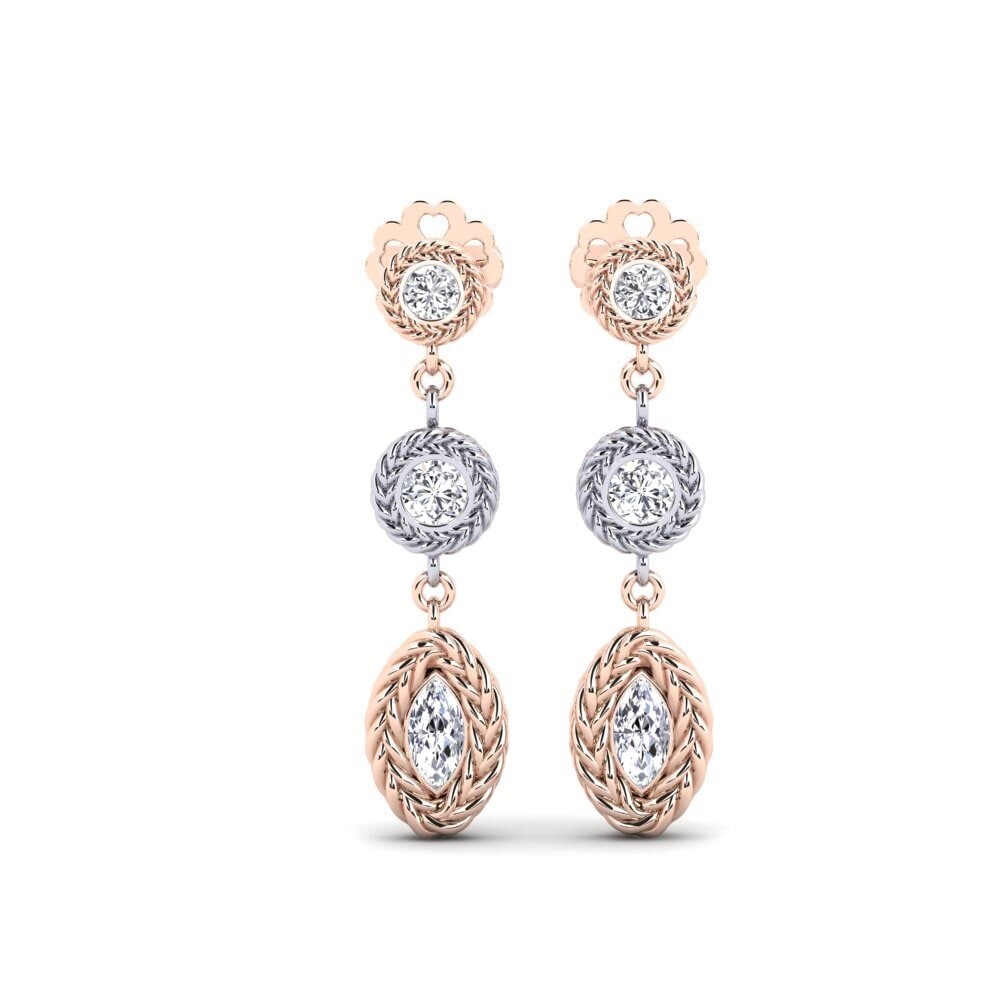 9ct Rose & White Gold Diamond Women's Earring Ervisto