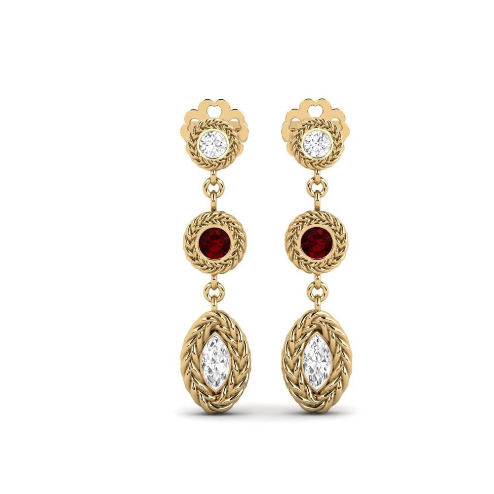 Ronde Grenat Boucle d'oreille femme Ervisto