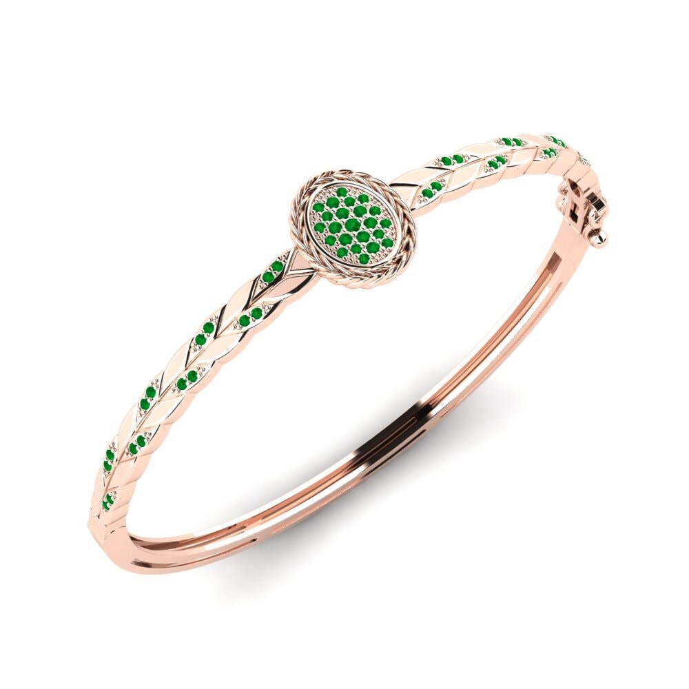 Or rose 14k Émeraude Bracelet jonc femme Furlall