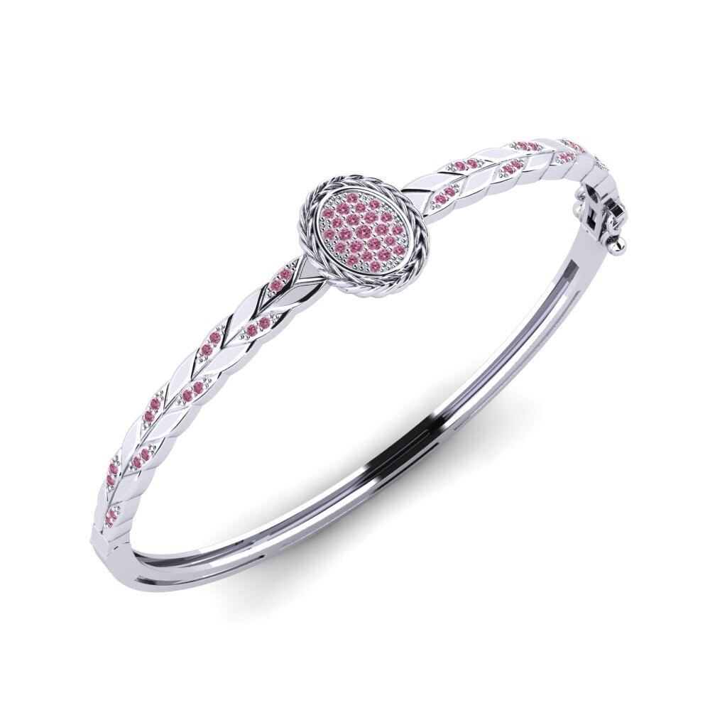 Argent Blanc Grenat de Rhodolite Bracelet jonc femme Furlall