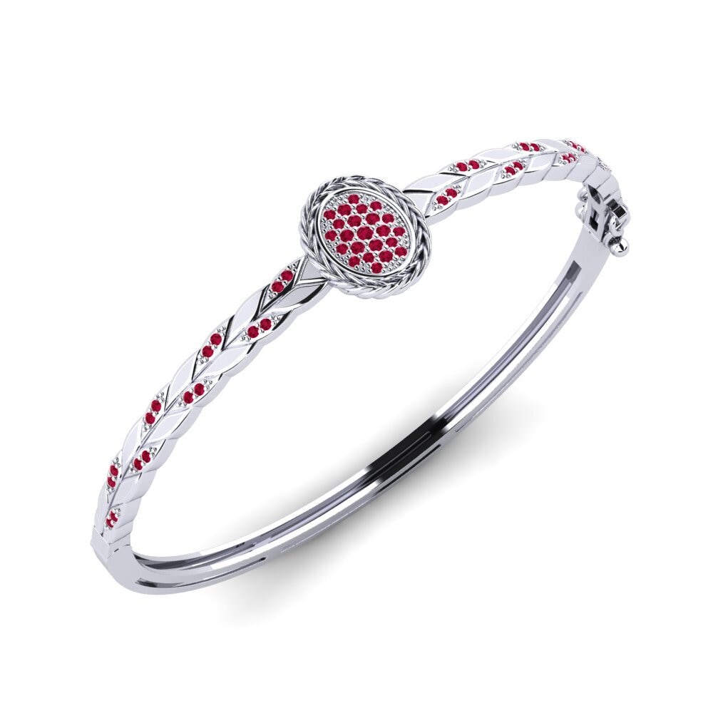 Or Blanc 9k Rubis Bracelet jonc femme Furlall