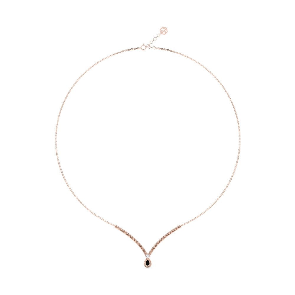 9ct Rose Gold Black Sapphire Women's Necklace Gerdas