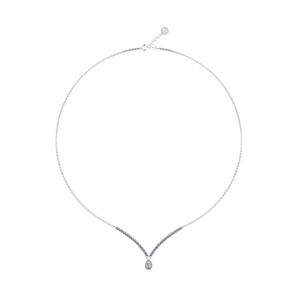 9ct White Gold Zirconia Women's Necklace Gerdas