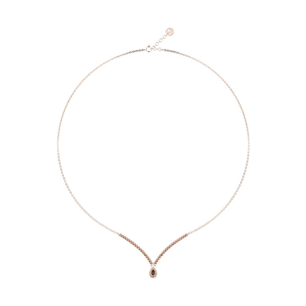 9ct Rose Gold Smoky Quartz Women's Necklace Gerdas
