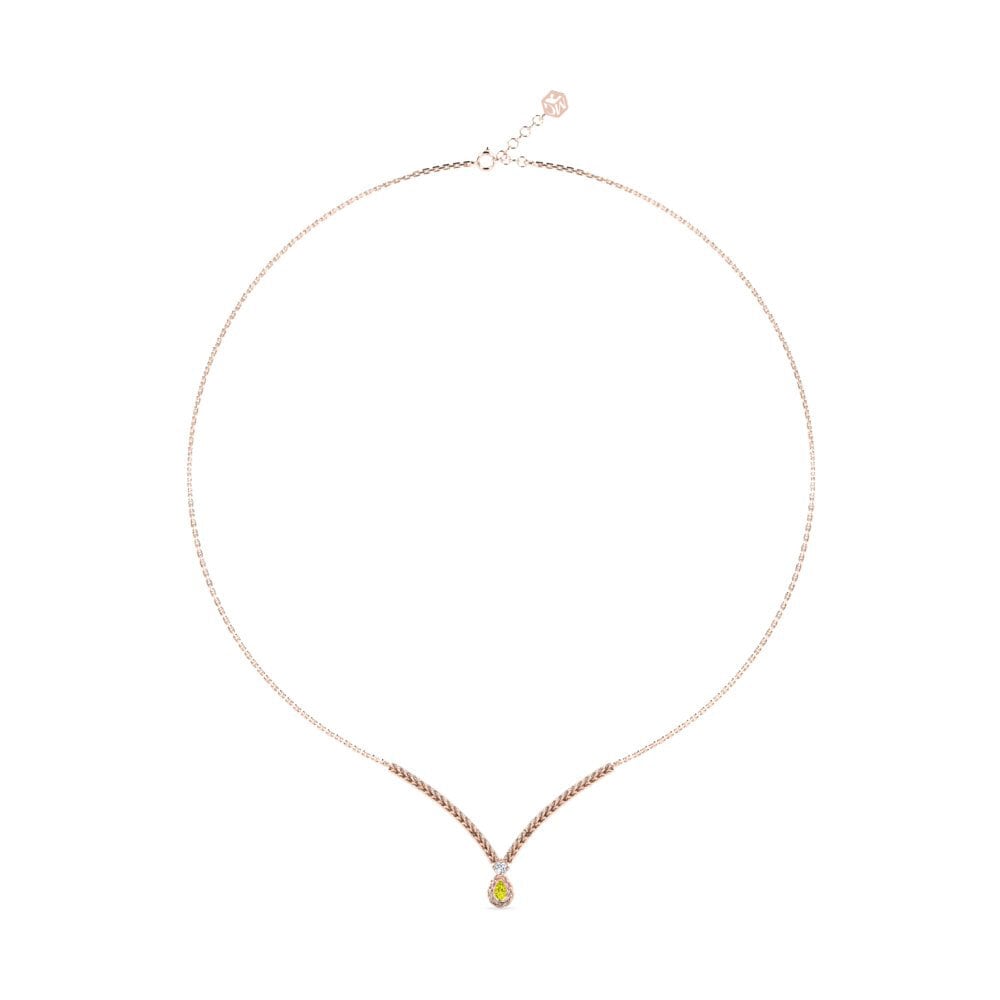 9ct Rose Gold Yellow Diamond Women's Necklace Gerdas