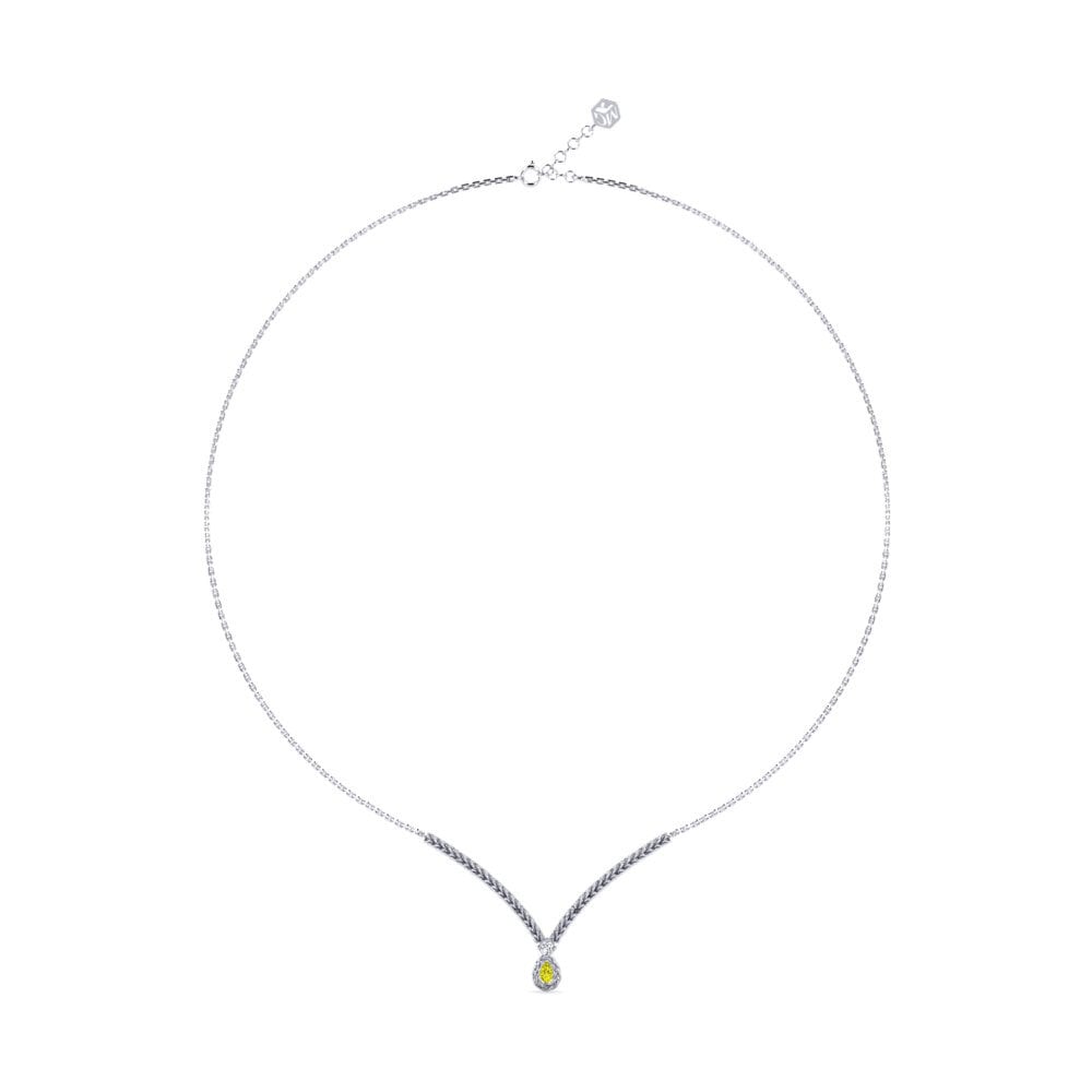 9ct White Gold Yellow Diamond Women's Necklace Gerdas