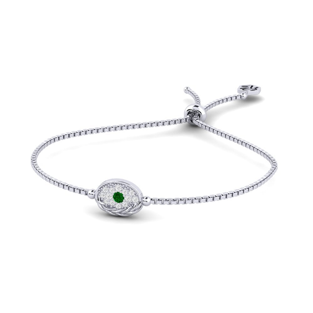 Palladium 950 Zircone Vert Bracelet pour femme Goofy