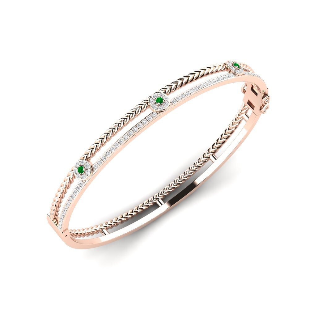 Or rose 14k Émeraude Bracelet jonc femme Gungwa