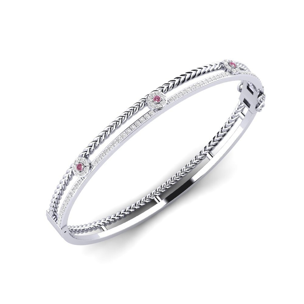 Argent Blanc Grenat de Rhodolite Bracelet jonc femme Gungwa