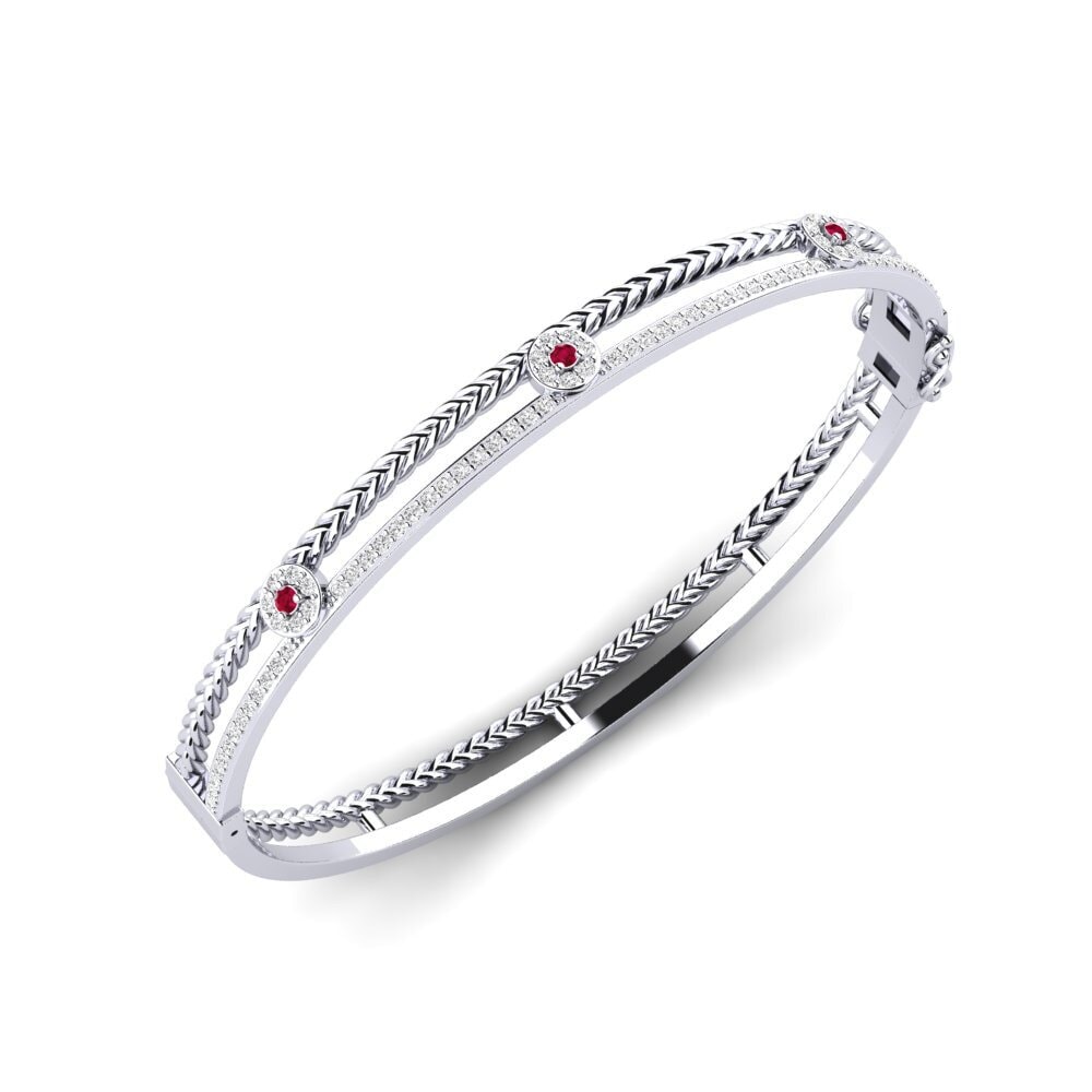 Or Blanc 9k Rubis Bracelet jonc femme Gungwa