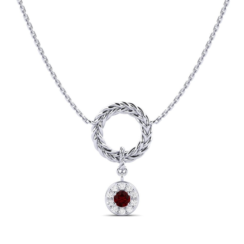 950 Platinum Garnet Women's Necklace Jiswa