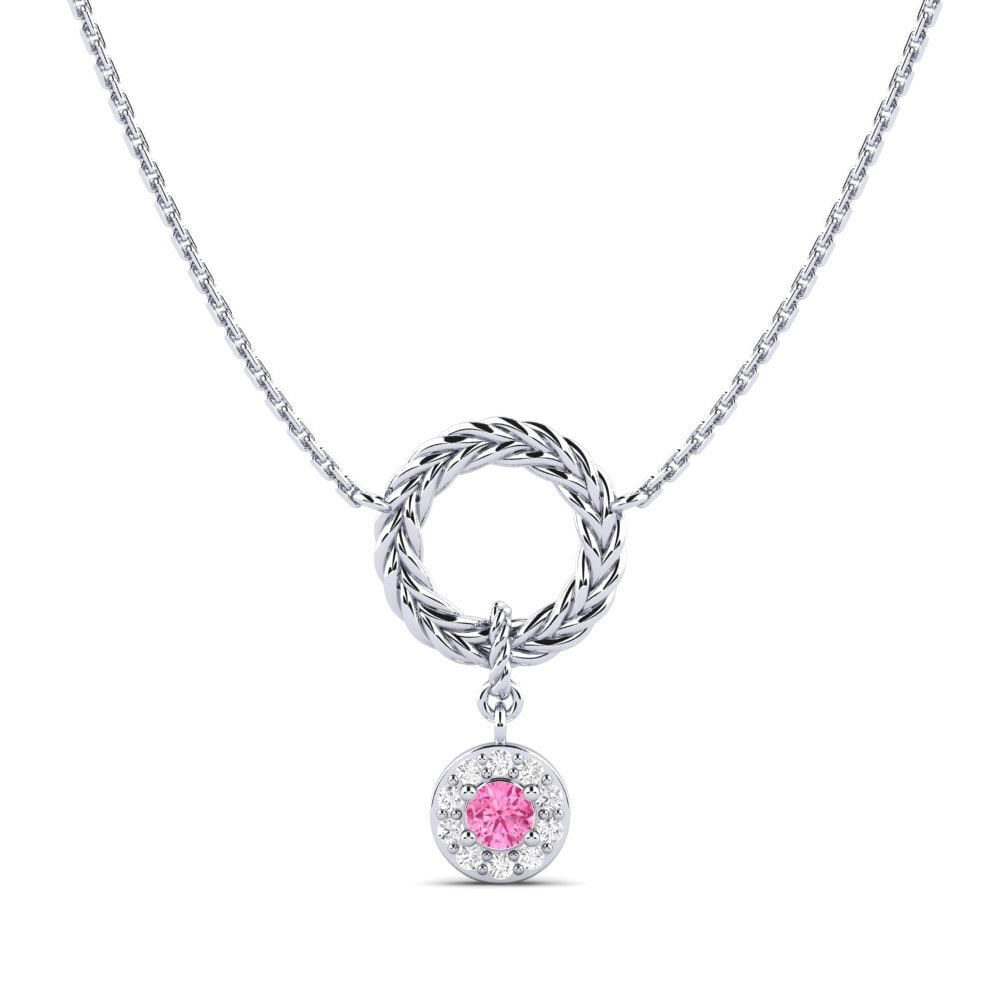 950 Platinum Pink Sapphire Women's Necklace Jiswa