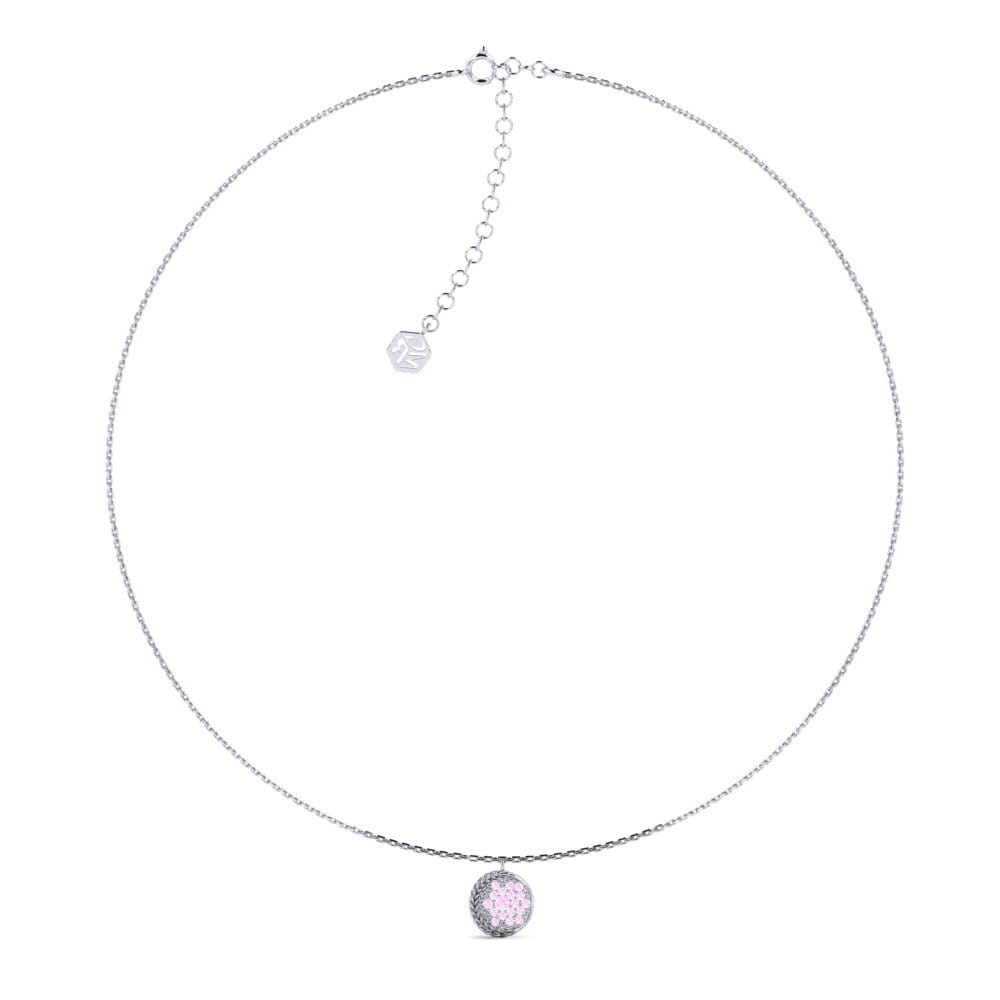 950 Platinum Pink Sapphire Women's Choker Necklace Jollydoc