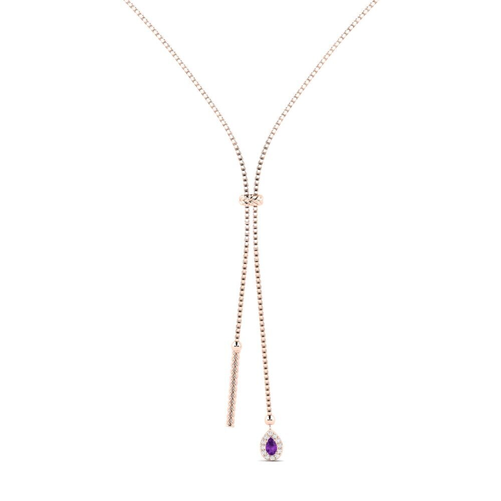9ct Rose Gold Amethyst Women's Necklace Ndiyo