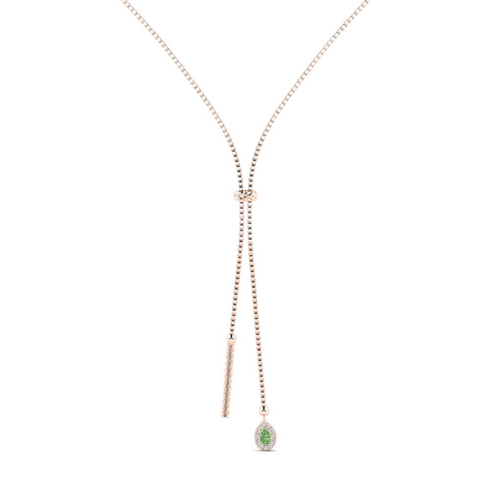 18ct Rose Gold Green Diamond Women's Necklace Ndiyo