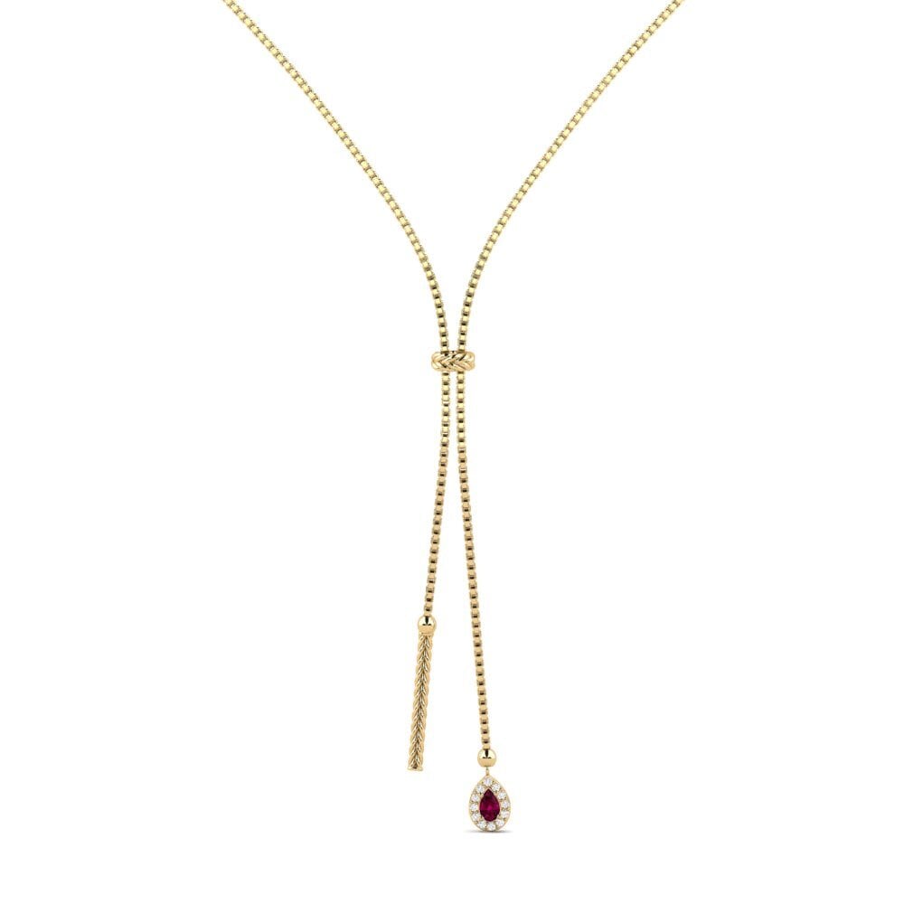 18ct Yellow Gold Rhodolite Garnet Women's Necklace Ndiyo