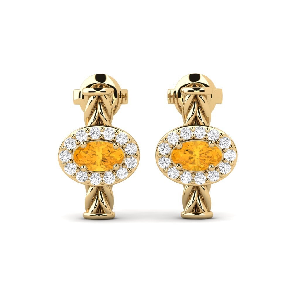 Ovale Citrine Boucle d'oreille femme Nekaltas