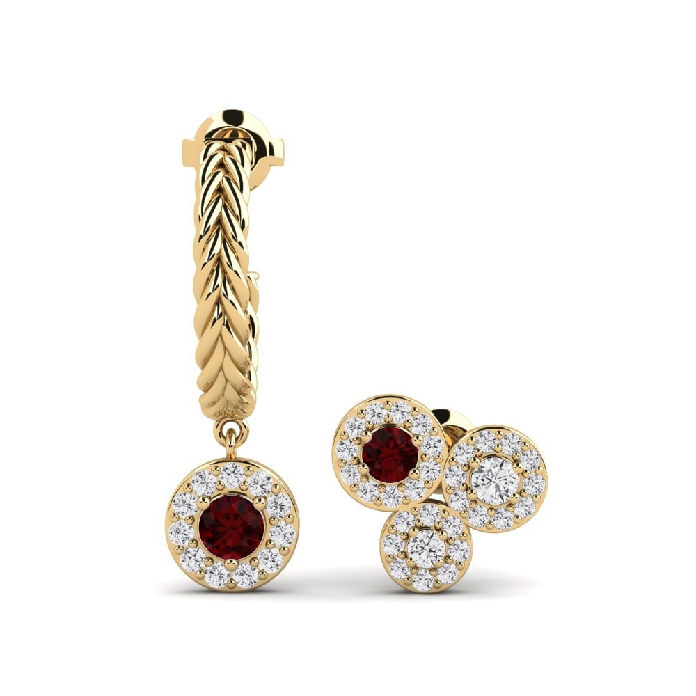 Ronde Grenat Boucle d'oreille femme Niewinny - SET