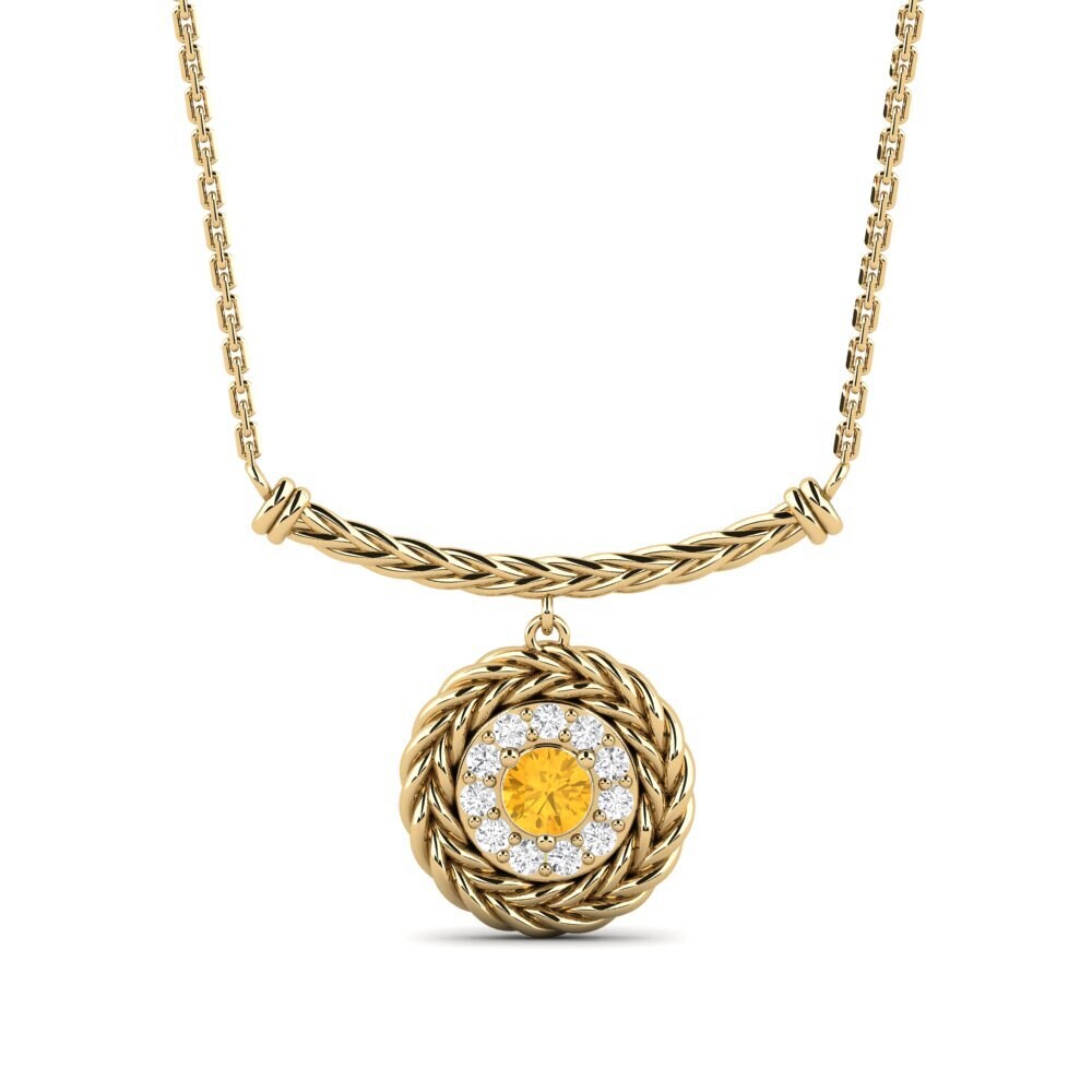 Ronde Citrine Collier pour femme Ofunika