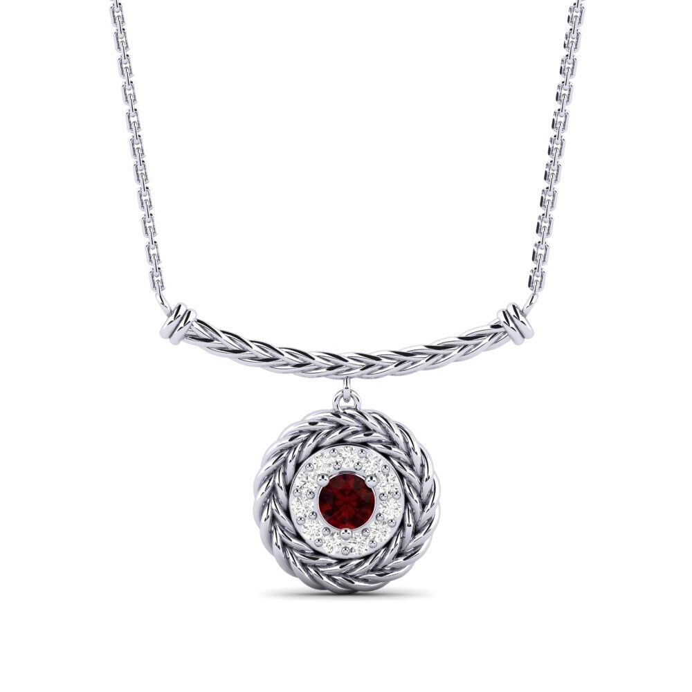 950 Platinum Garnet Women's Necklace Ofunika