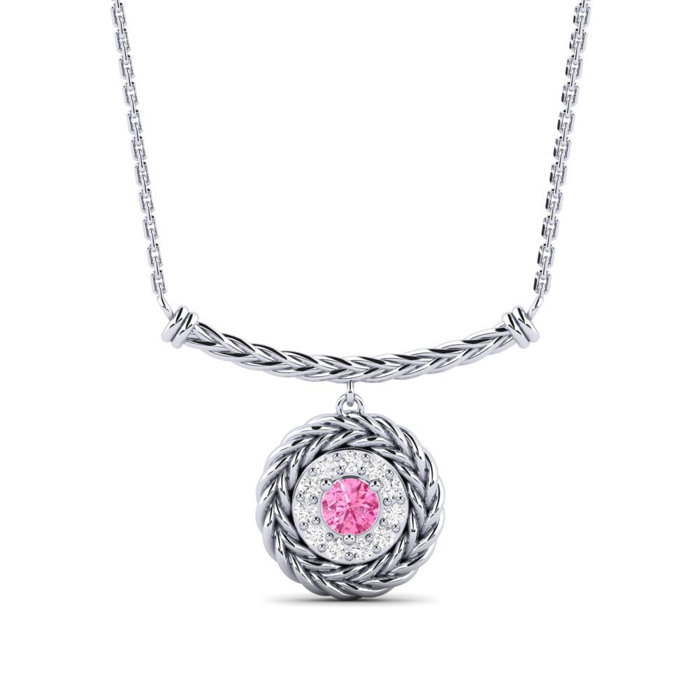 950 Platinum Pink Sapphire Women's Necklace Ofunika
