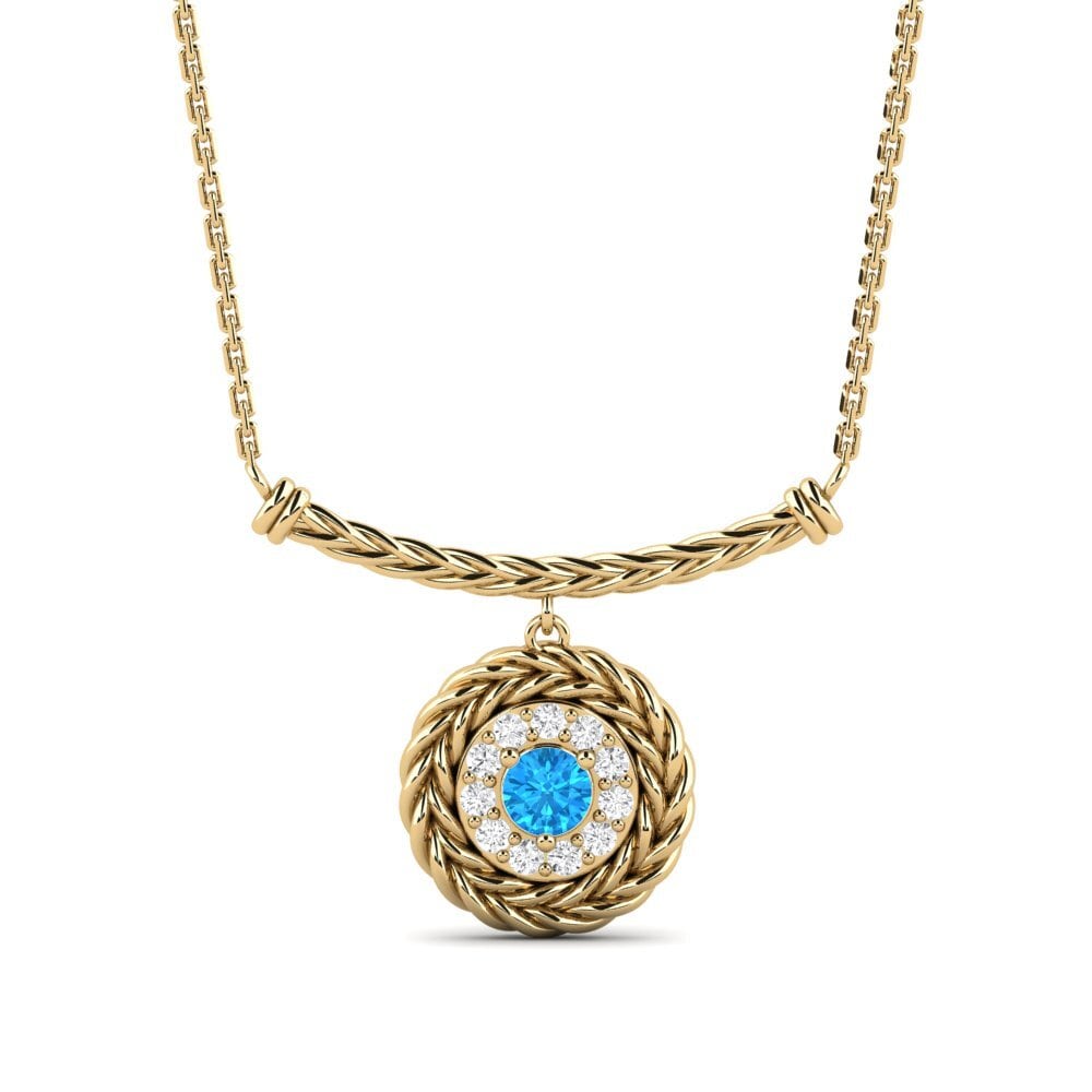 Ronde Topaze Bleue Collier pour femme Ofunika