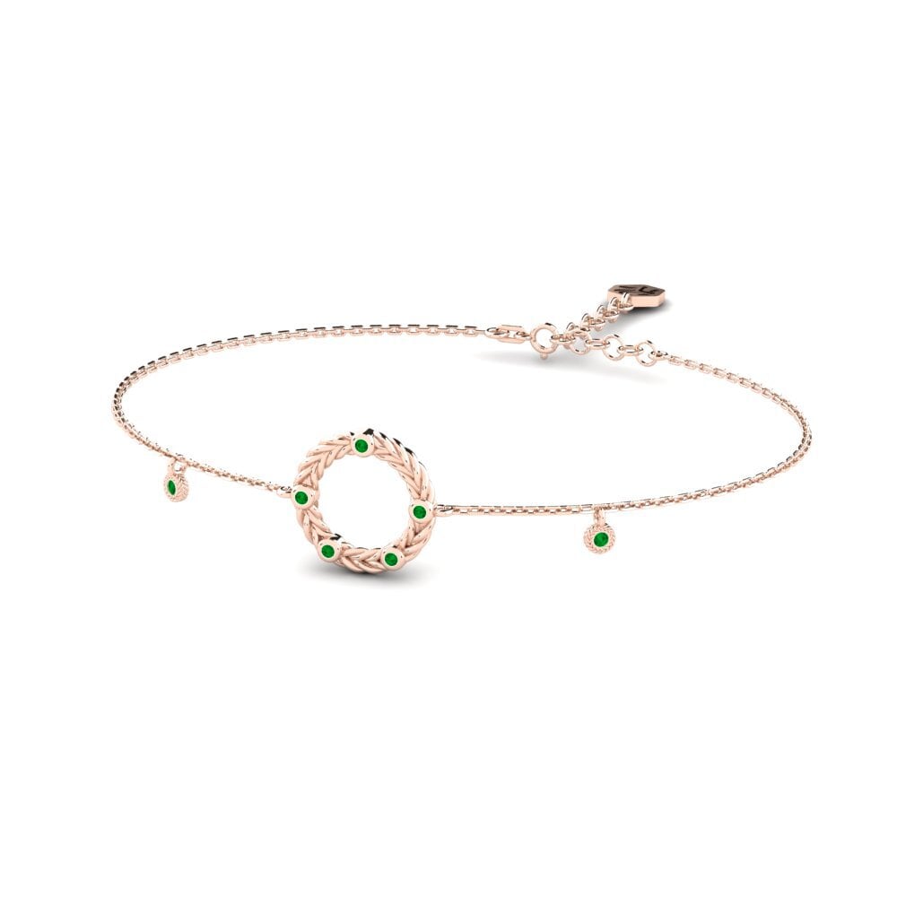 Or rose 14k Émeraude Bracelet pour femme Ollega