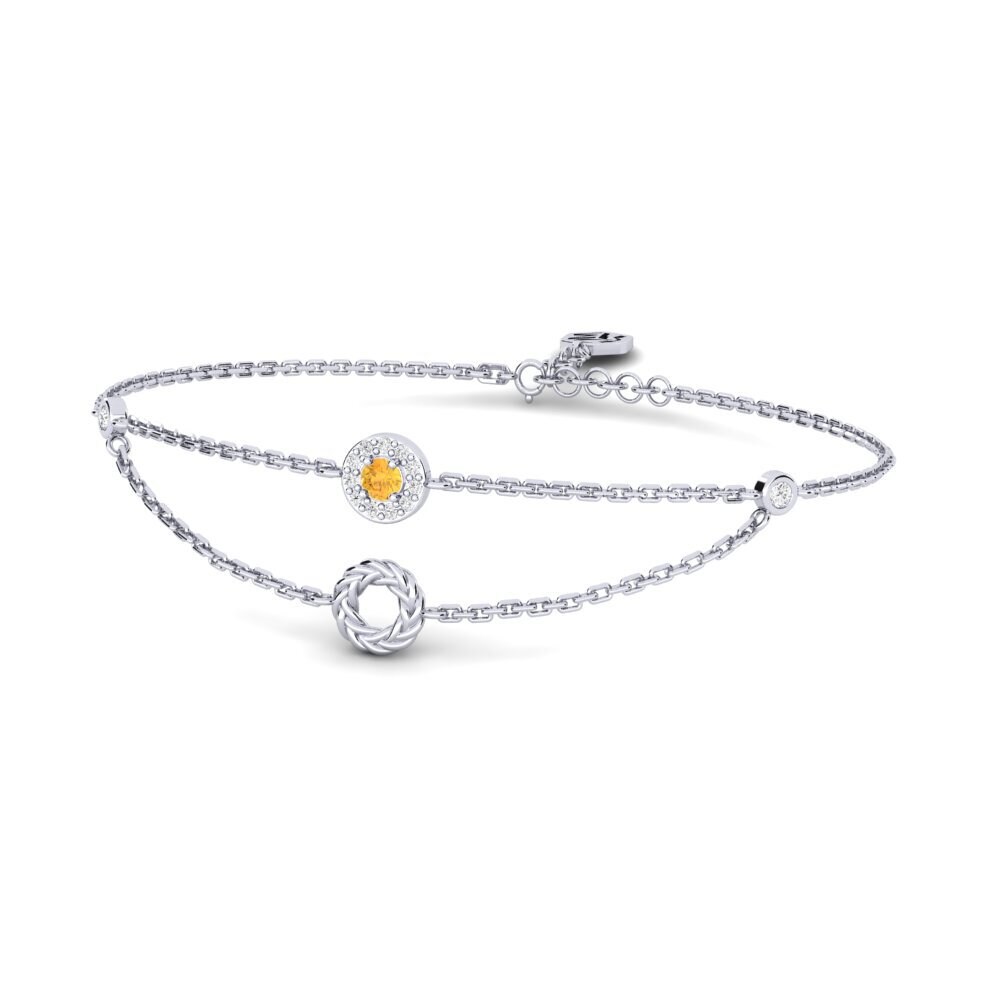 Platine 950 Citrine Bracelet pour femme Pecker