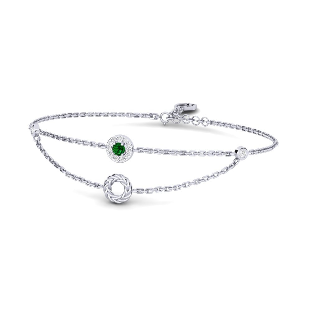Palladium 950 Zircone Vert Bracelet pour femme Pecker