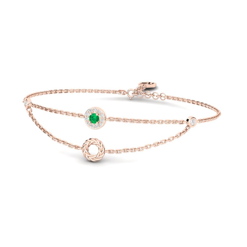 Or rose 14k Émeraude Bracelet pour femme Pecker